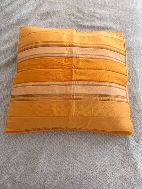 Nepalese Handwoven Gold Stripes Quilted Pillow Cover 25" x25"